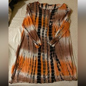 Tie dye lettuce trim dress